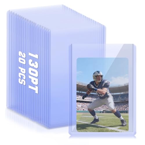 DEDC 20 Top Loader Thick Card Load Holder Storage for Trading Cards Sports Sleeves Hard Plastic 130 Point Protective Toploaders 3X4 Rigid Memorabilia Collectibles