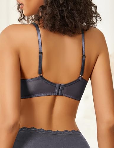 Image of Avidlove Lace Bras for Women Sheer Balconette Underwire Unlined Everyday Bras Lingerie
