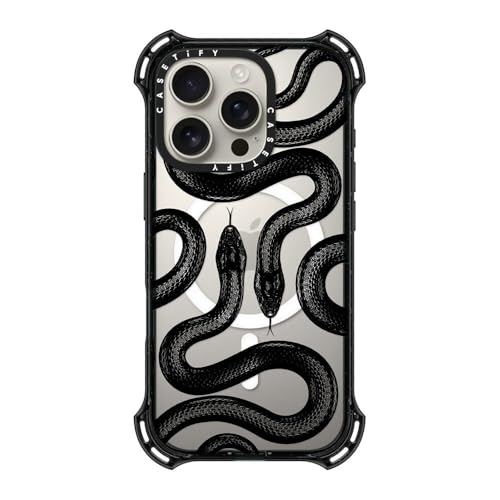 Coque iPhone 16 Pro Bounce CASETiFY antichoc Serpent royal noir compatible MagSafe