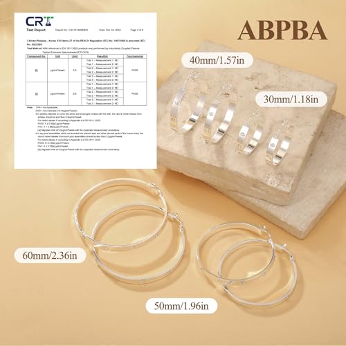 ABPBA 925 Sterling Silver Sparkling Hoop Earrings for Women - Lightweight 50mm Big Hoops with Cubic Zirconia - Hypoallergenic Rhinestone Statement Jewelry - Image 6