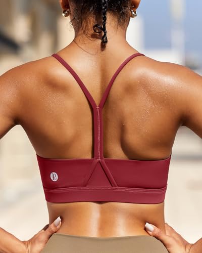 Image of RUNNING GIRL Sports Bras for Women,Y-Back Medium Support Workout Sports Bra Padded Racerback Supportive Bras Push up(WX3048 Red S)