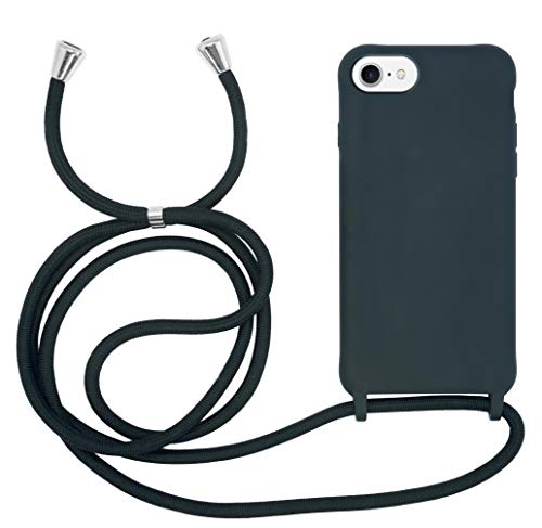 MyGadget Coque Cordon pour iPhone 6 | 6s | 7 | 8 | SE 2020 | SE 2022 - Cover Bumper Silicone Mat Uni avec Collier - Case Tour de Cou - Protection Anti Choc -...