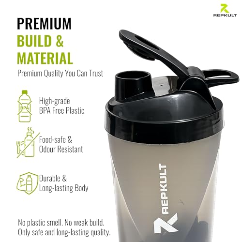 Image of Protein Shaker Bottle for Gym, Leak Proof BPA Free Gym Shaker 500ml with Mixing Ball | Shaker for Protein Shake, Pre Workout & Water | Sipper Gym Bottle for Men & Women