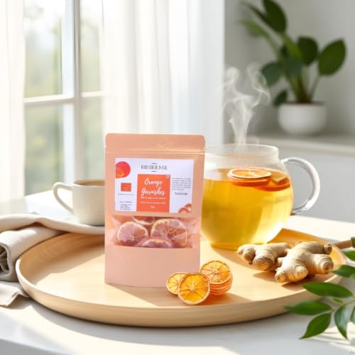 Image of Bablouie Dried Orange Slices for Cocktail Garnish Dehydrated Orange Wheels for Mocktail, Detox Water, Green Tea & Decoration, Natural Air-Dried Fruit (Pack of 2-50gm)