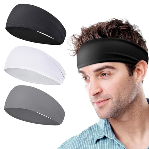 JEYORZY 3pcs Fascia Sportiva per Uomo e Donne, Sport Headband, Fascia da Corsa, Fascia Elastica Bandana assorbente del sudore Fascia Antiscivolo Traspirante per Sport in Esecuzione, Yoga, Jogging