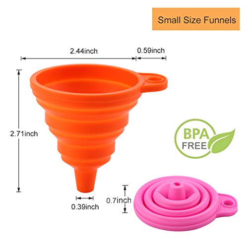 Kitchen Funnel Set Of 4, 2 Small And 2 Large Funnels For Kitchen Use, Silicone Collapsible Funnels For Filling Bottles/Liquid/Powder Transfer, Food Grade Bpa Free #TOP3