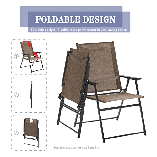 Vicllax 4 Pieces Patio Folding Chairs, Outdoor Portable Dining Chairs For Lawn Garden And Porch, Brown(Edge-Binding) #TOP5