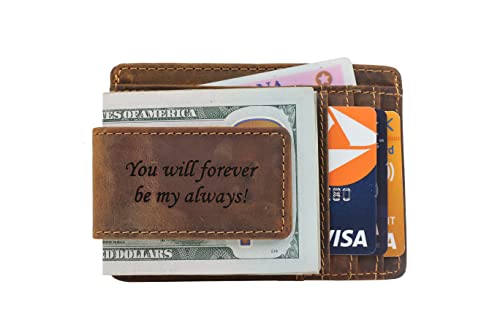Personalized RFID Leather Money Clip Wallet with ID Window2