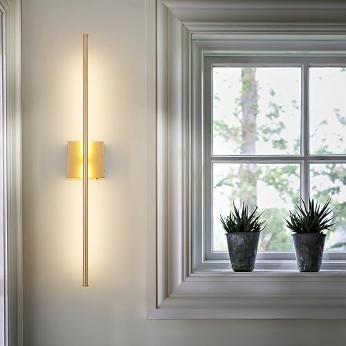 Image of KARTOOSH 40.1 Inch Wall Sconces Battery Operated for Living Room Gold | Rechargeable Wireless Wall Lamp Set of 2, 3000K Warm White Dimmable Wall Light Remote Control Indoor Lighting for Bedroom