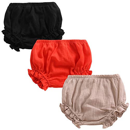 Image of 3PC Shorts Set Newborn Baby Girls Boys Pants Cotton Linen Blend Cute Floral Bloomers Triangle Shorts