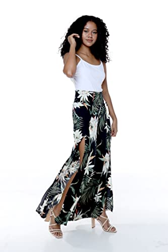 Image of Family Matching Hawaiian Clothes, Wispy Cereus Black | Lightweight 100% rayon • Family matching outfits • Tropical floral print • Beach vacations • Luaus • Cruises • Family photos