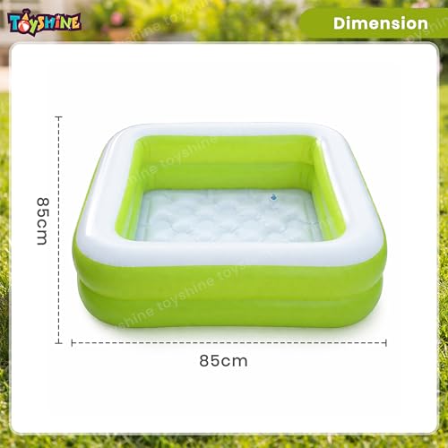 Image of Toyshine Square Inflatable Kids Pool Bath Pool Tub, Summer Water Fun Bathing Tub Toy for Kids - 86x 86x 25 Cms- Green