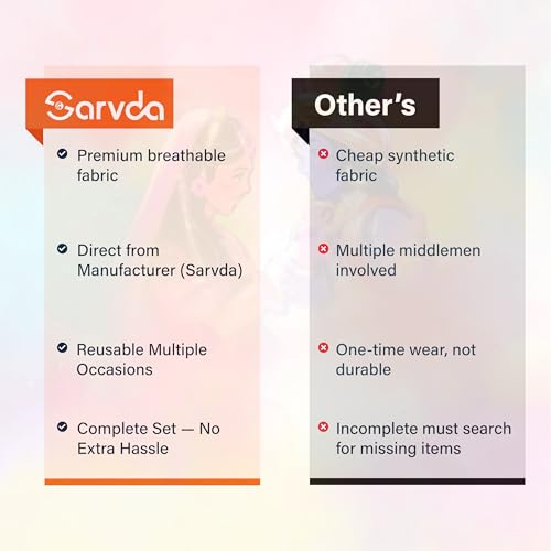 Image of Sarvda Shree Krishna Dress for Baby Boy & Radha Dress for Girls | Janamashtami Dress | Fancy Dress Costume with Accessories Dhoti, Dupatta, Mukut Flute Complete set, Ethnic wear