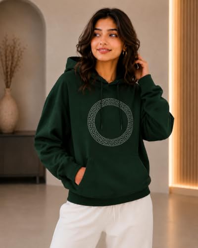 Image of Women's Luxury Rhinestone Geometric Circle Pullover Hoodies for Women