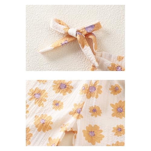 BILIKEYU Girls Summer Outfit Prints Sleeveless Tie Spaghetti Straps Tank Tops and Elastic Waist Casual Beach3