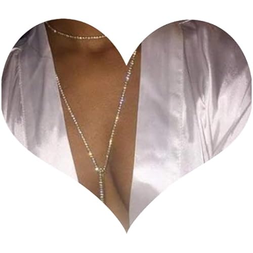 Kercisbeauty Muti Row Boho Tennis Chain Rhinestones Choker Long Chain Necklace for Women and Girls Jewelry