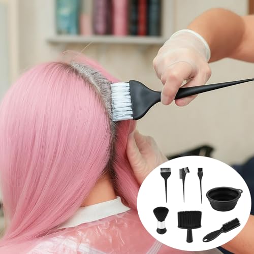 7-teiliges Friseurbürsten & Haarfärbepinsel Set – Friseurbürste, Nackenpinsel, Haarpinsel, Färbepinsel, Farbbehälter – Barber Zubehör für Friseursalon & DIY Haarstyling