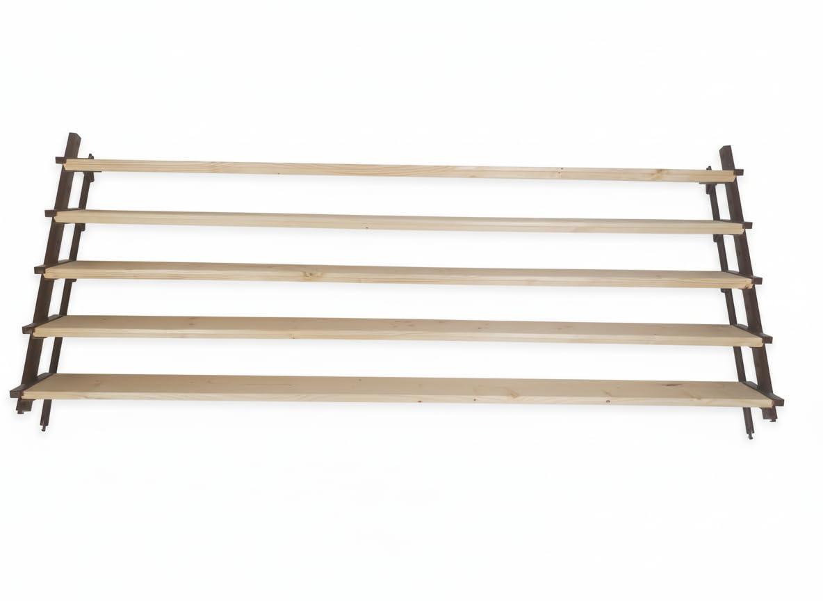 Pergola à lamelles, avec 1 kit de lamelles en plastique et 5 poutres de support en bois d'épicéa partiellement séché, système de protection solaire résistant aux intempéries, pour terrasse et jardin