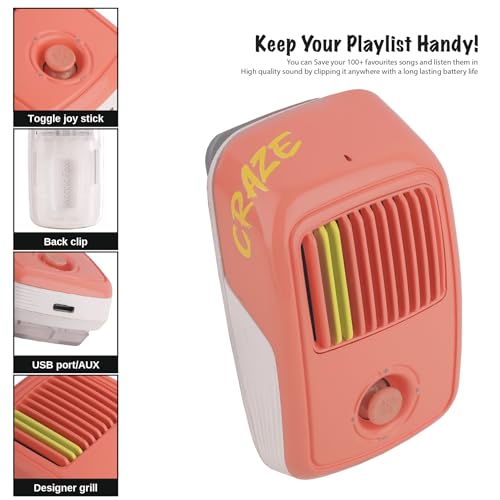 Image of Arctic Fox Craze MP3 Music Bluetooth Speaker |Super Compact, Robust Sound|3W RMS|in-Built Mic with Voice Assistance|Upto 6 Hrs Playtime|Save 100+ MP3 Songs |Type C Charging (Peach)