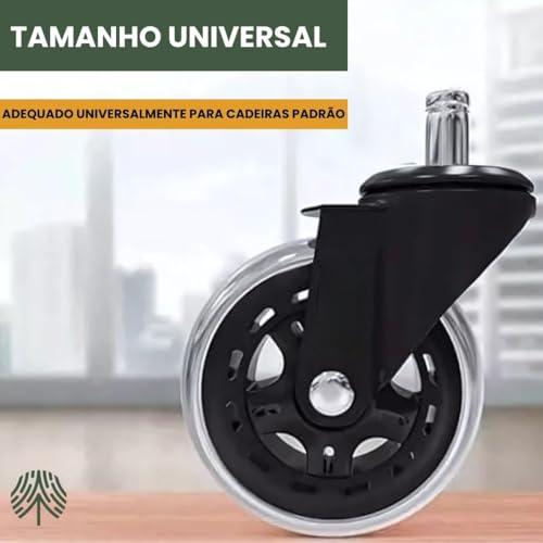 5 Rodas Anti Risco Universal 75mm para Cadeira de Escritório - Alta Durabilidade e Mobilidade