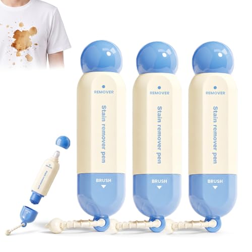 Image of Double-Headed Instant Stain Remover Pen - Dual-Tip Waterless Stain Remover for Oil, Wine & Food Stains, Compact Travel Spot Cleaner for Clothes, Office, Car, Home,3 Pcs - Blue