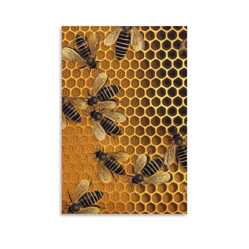 Toile murale abeilles sur ruche sans cadre de 60 x 90 cm pour salon et chambre