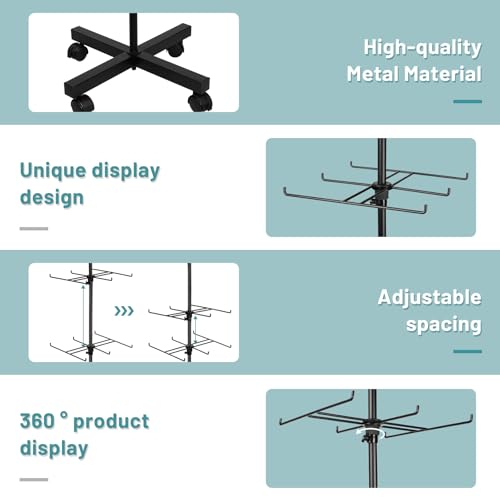 Image of Flenpptly Retail Display Stand Rotating Display Stand 4 Tier Spinning Display Stand for Craft Shows, Jewelry, Keychain, Earring Adjustable Height Retail Display Racks (Black)