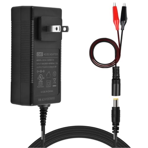 TalentCell AC/DC 14.4V/3A LiFePO4 Battery Charger with Dual Alligator Clips Connector for 4S 12V 12.8V Rechargeable Lithium Iron Phosphate Battery Pack