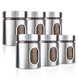 LDXDRU 6 Pack Stainless Steel Canisters, 21 oz Kitchen Canisters Set, Airtight Coffee Tea Sugar Container, Coffee Storage Container for Kitchen Pantry Tea Sugar Canister