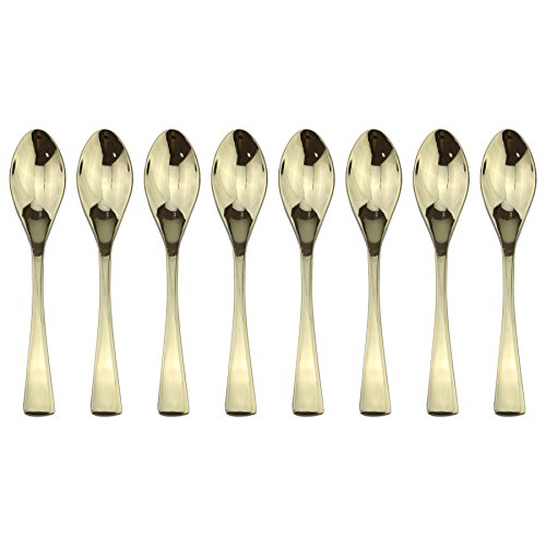 BRIIEC Luxury Mirror Polishing Champagne Gold 8 Pieces 18/10 Stainless Steel Teaspoon set