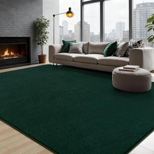 XSIVOD Soft Area Rugs for Living Room Fluffy Carpet Rugs for Bedroom Washable Non-slip Shaggy Rugs for Dorm Teens Room Decor Modern Indoor Carpets for Playroom Study Office 80x160 cm Dark Green