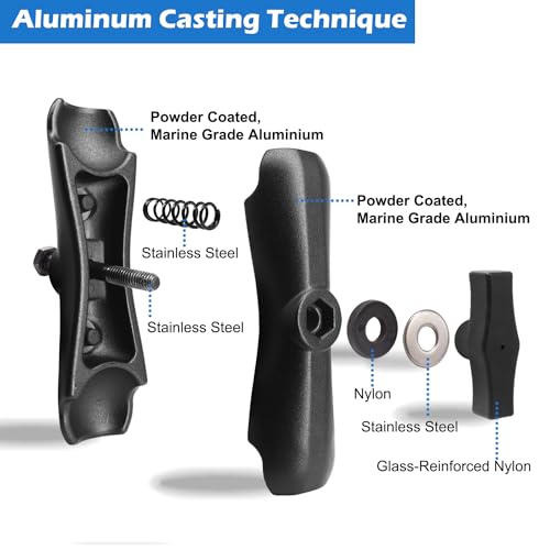 Image of Aluminum Double Socket Arm, Regular, Medium 5.9 inch | 1.5 Inches / C size / 38mm Ball Accessories, Powerful Clamp, Compatible with RAM Mount and 1.5 inches Accessories