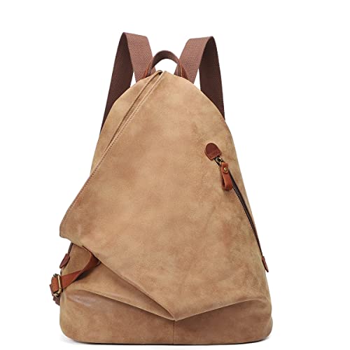 Image of KL928 PU Leather Vintage Backpack - Large Casual Daypack Outdoor Travel Rucksack Hiking Backpacks for Men Women
