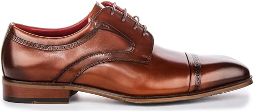 Everett Men's Smooth Casual Lace Up Oxford Shoes (Tan Brown, US 9)2