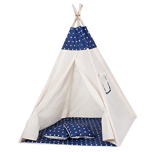 SPRINGOS Tipi para ni?os Tipi Carpa Wigwam con tapete de algodón Carpa para ni?os habitación para ni?os Carpa Infantil para Juegos Tipi Indio Play Acogedor rincón 160*120*100 cm