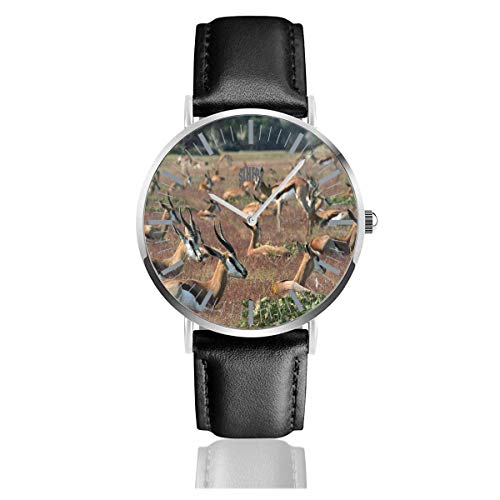 Damenuhr Herde Gazellen Tiere Personalisierte Business Edelstahl Quarz Armbanduhren