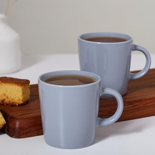 Image of Ceramic Tea & Coffee Espresso Small Mugs Set of 6 - 120 ml, Metallic Grey, Durable Cups for Home & Office