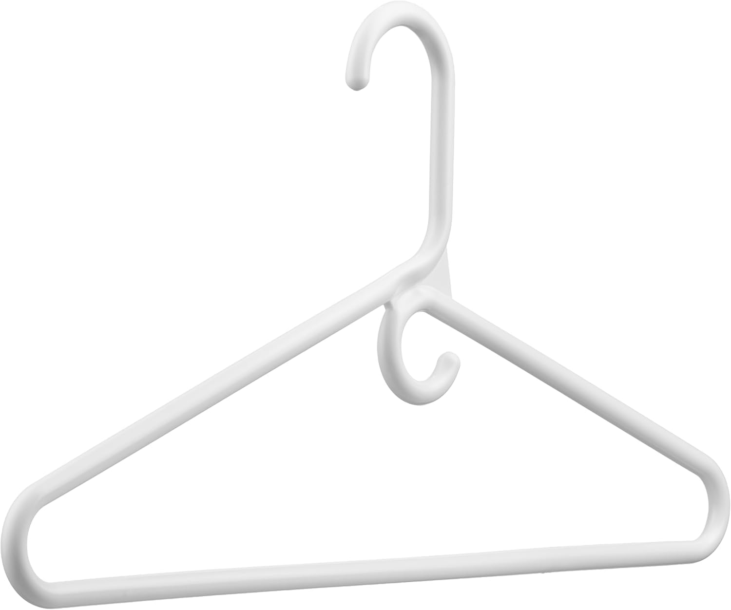 DEILSY Weiße Kunststoff-Kleiderbügel – super robuster Kunststoff-Kleiderbügel – dicke, starke Standard-Kleiderbügel mit Haken für Schals und Gürtel, 17 Kleiderbügel, 10 Stück