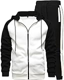 GXAMOY Men's 2 Pieces Tracksuits Running Sports Suits Drawstring Waistband Sweatsuit WhiteBlack(TZ05