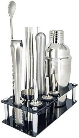 Shaker Cocktail Kit, 13 pièces Ensemble Premium Barware Ensemble Barre en Acier Inoxydable Cocktail Shaker Ensemble Barman Kit Shakers Bar Outils avec Support à vin
