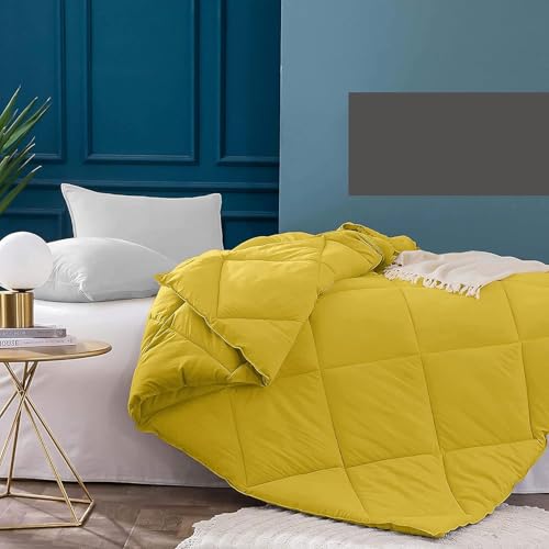 Image of Filbert 600 GSM Comforter for Double Bed | Super Warm Winter Quilt /Rajai | Thick Microfiber Blanket with Cloud-Soft Fill | Luxury Bedding for Winters - 90x100 Inch | Gold Yellow