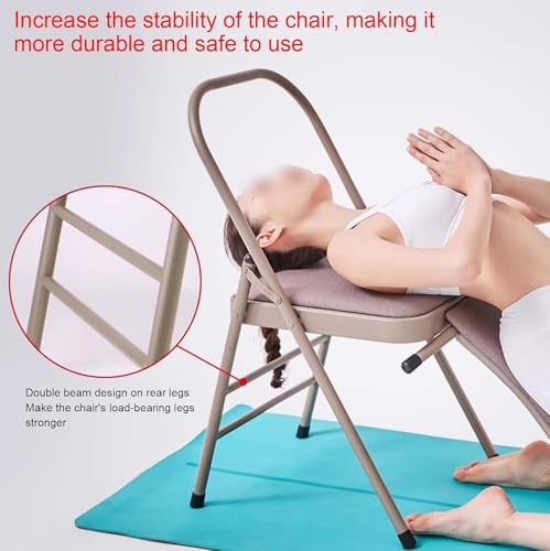 Silla de yoga con soporte lumbar, taburete de metal plegable para ejercicios de estiramiento y rotación, silla plegable resistente para uso doméstico, asiento auxiliar multifuncional