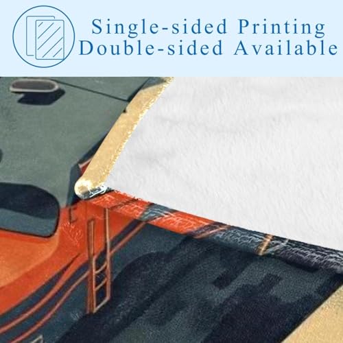 Couverture train imprimé rétro en textile doux et finitions soignées pour lit