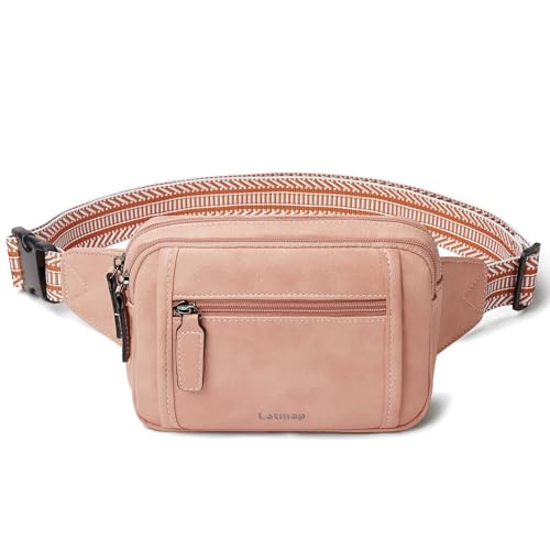 Image of LATMAP 3L TRIPLE ZIP Fanny Packs Belt Bag For Women Men Crossbody Waist Pack Sling Chest Bum Travel Bag Purse Faux Leather Fashion Cute Light Pink