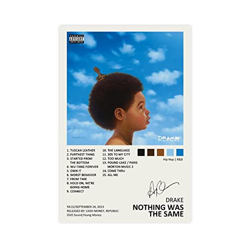 Ygulc Drake Poster Nothing Was The Same Music Album Cover Signed Limited Edition Canvas Poster Wall Art Decor Print Picture Paintings For Living Room Bedroom Decoration Unframe: 12X18Inch(30X45Cm) #TOP1