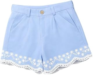 WOVENZ WONDERS Little & Big Girls Cotton Woven Embroidered Shorts | Soft & Breathable Fabric | Comfortable Casual Shorts f... Price In India