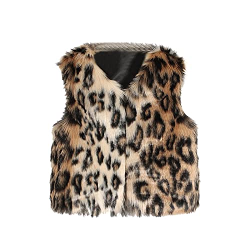 Lisfsa Toddler Baby Kids Girls Faux Fur Vest Leopard Printed Villus Fleece Coat Outwear Thick Warm Waistcoat Winter Cardigans #TOP2