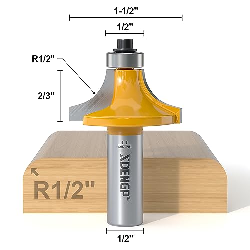 Image of Roundover Router Bit 1 /2 Shank, 1 /2 inch Radius Round Over Router Bits, Router Bits Round Over for Edging Forming Rounding Woodworking Cutter