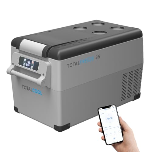 Totalfreeze Portable Fridge Freezer - 12V 24V Volt Outdoor Van Fridge - App Controlled Dual Zone Car Refrigerator - Fishing Compressor Cool Box - Electric Camping Cooler - 35 Litre