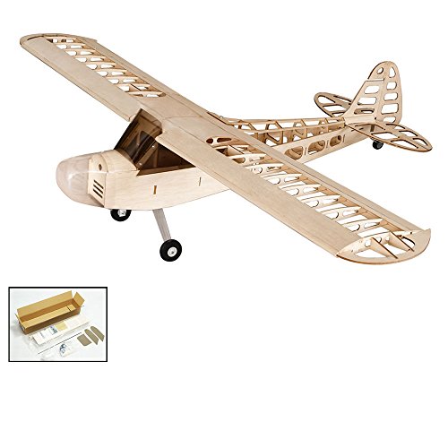 Balsa Wood Electric Airplane 1.2M Piper Cub J3 by DW Hobby;Wood Laser-Cutting J3 Remote Control Aeroplane for Adults; RC Unassembled Flying Model for Fun (S0801)